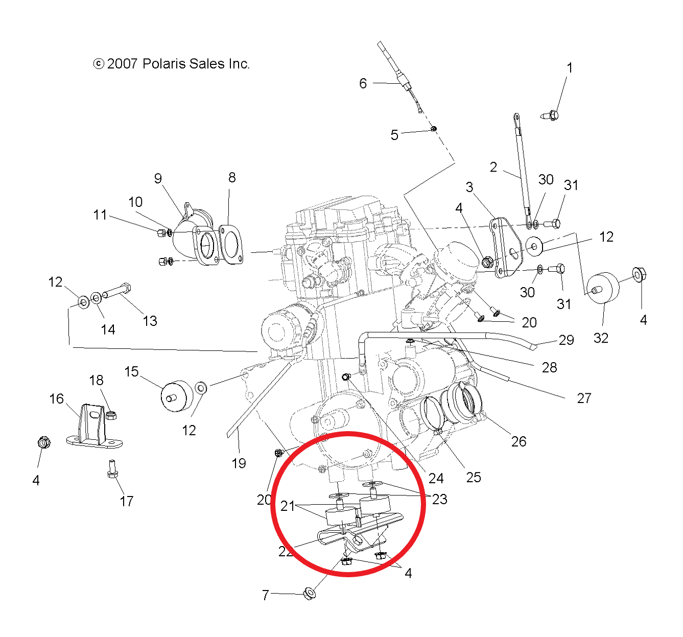 Silent block motore/telaio Quad Atv Polaris Scrambler 500 - Sportsman 500 - immagine 4