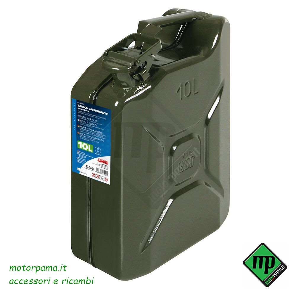 LT 10 - Tanica benzina / diesel in metallo verde per trasporto carburante