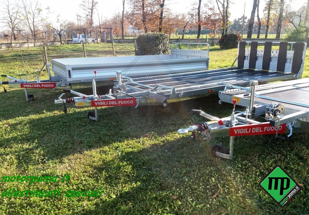 Rimorchio trasporto merci/cose, trasporto motoslitta o altro ,per corpo Vigili del Fuoco