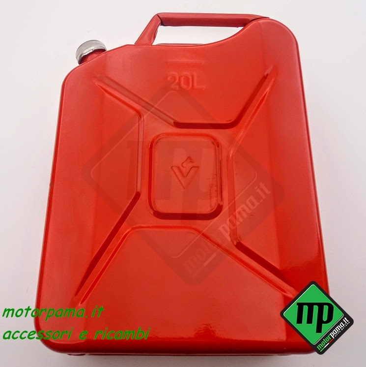 Tanica benzina in metallo rossa per trasporto carburante