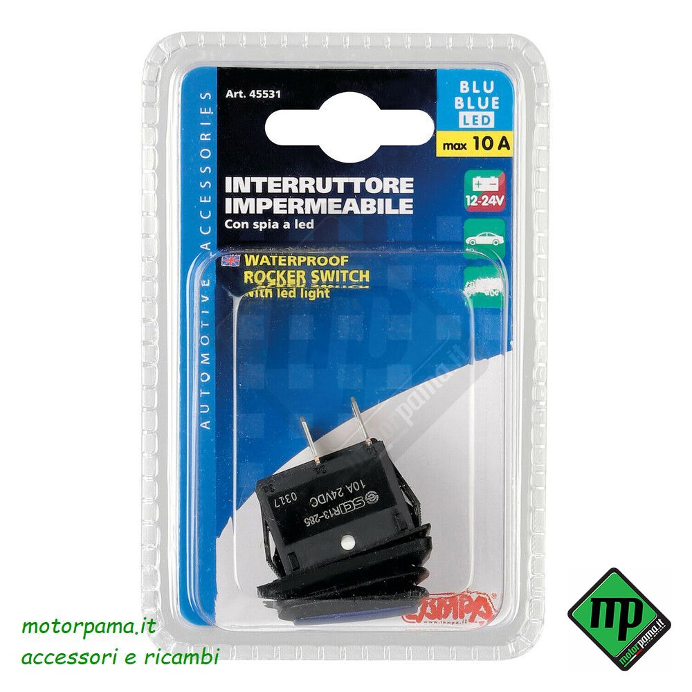 Interruttore impermeabile con spia a Led - 12/24V - Blu - immagine 3