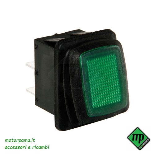 Interruttore impermeabile con spia a Led - 12/24V - Verde