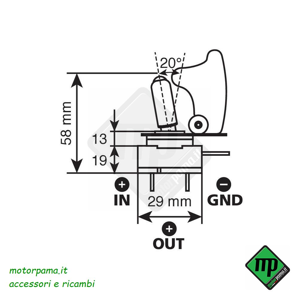 Interruttore a leva con sicura, in alluminio con spia a Led - 12/24V - Blu - 20A - immagine 2