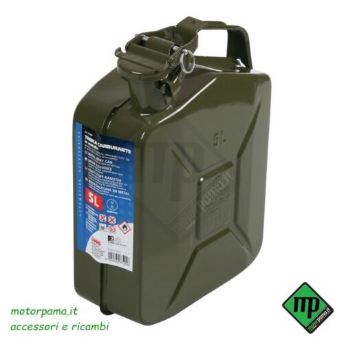 LT 5 - Tanica benzina / diesel in metallo verde per trasporto carburante