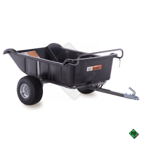 Rimorchio per ATV da giardino 680 Nero, 2 ruote