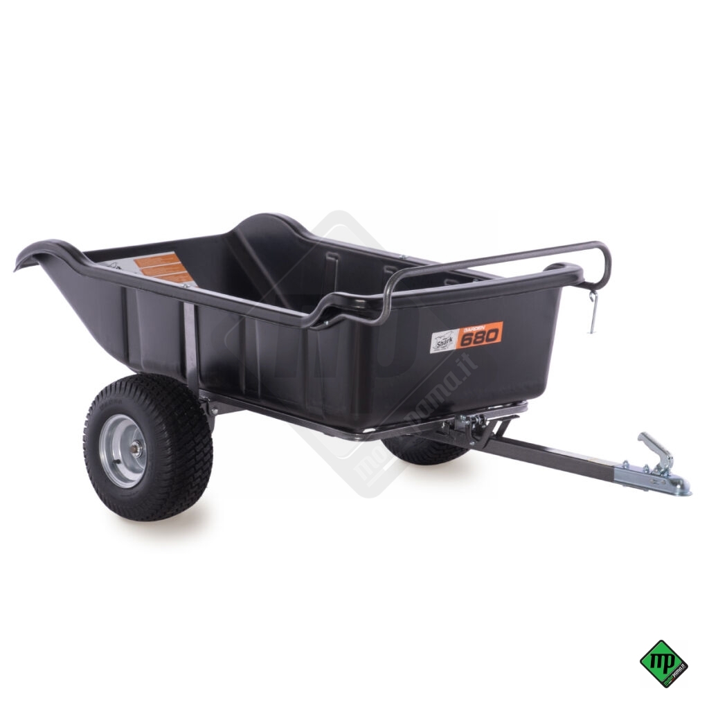 Rimorchio per ATV da giardino 680 Nero, 2 ruote