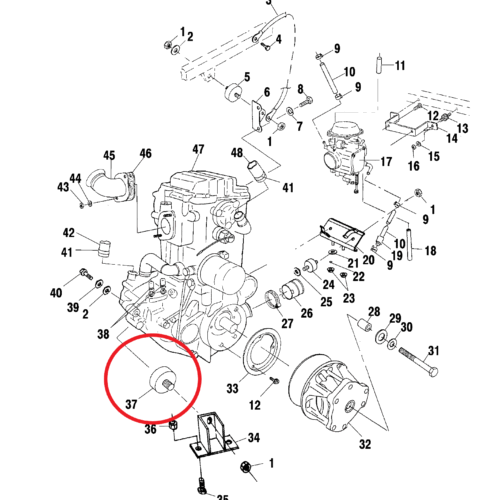 Silent block motore/telaio Quad Atv Polaris Scrambler 500 - Sportsman 500