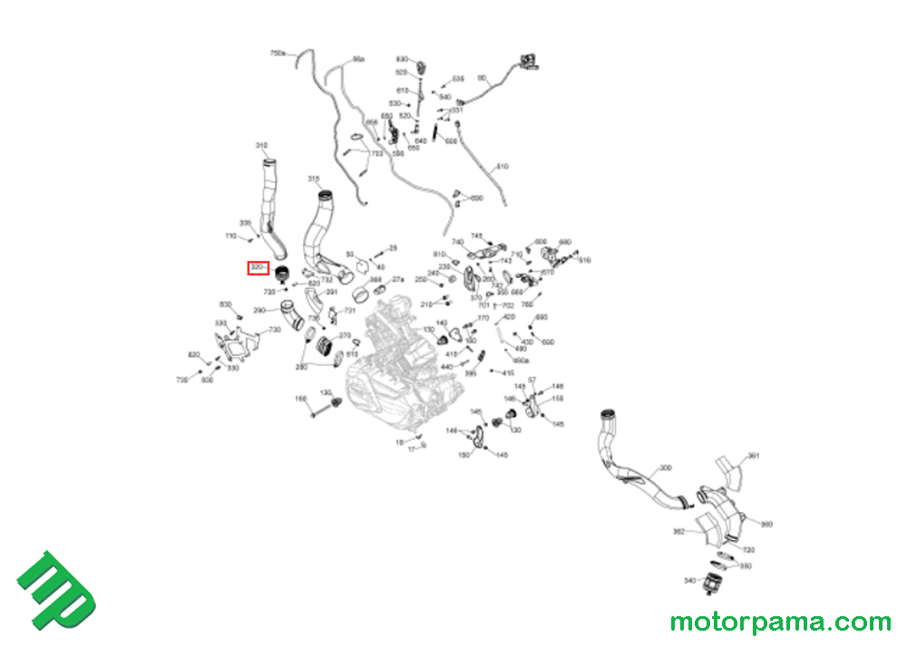 Gommino raccordo carter cinghia originale Can-am Renegade - immagine 4