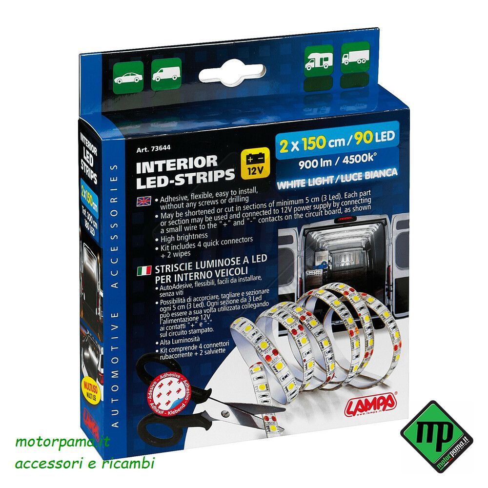 Striscie a Led per interno, luce bianca, 12V - 150 cm - immagine 5