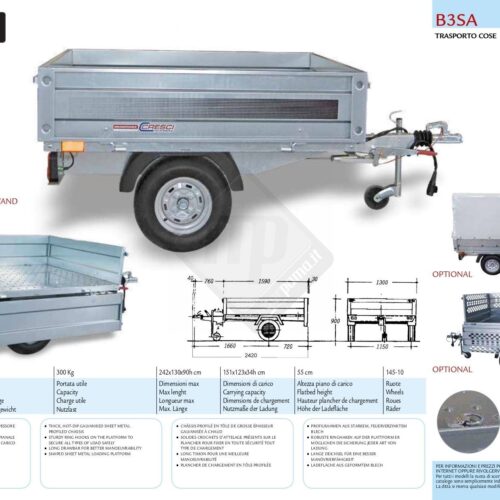 Carrello cresci B3 sponde apribili