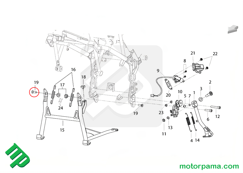 Bullone cavalletto centrale originale Benelli TRK