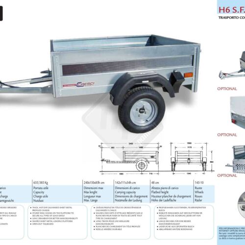 Carrello Cresci rimorchi H6 senza freni