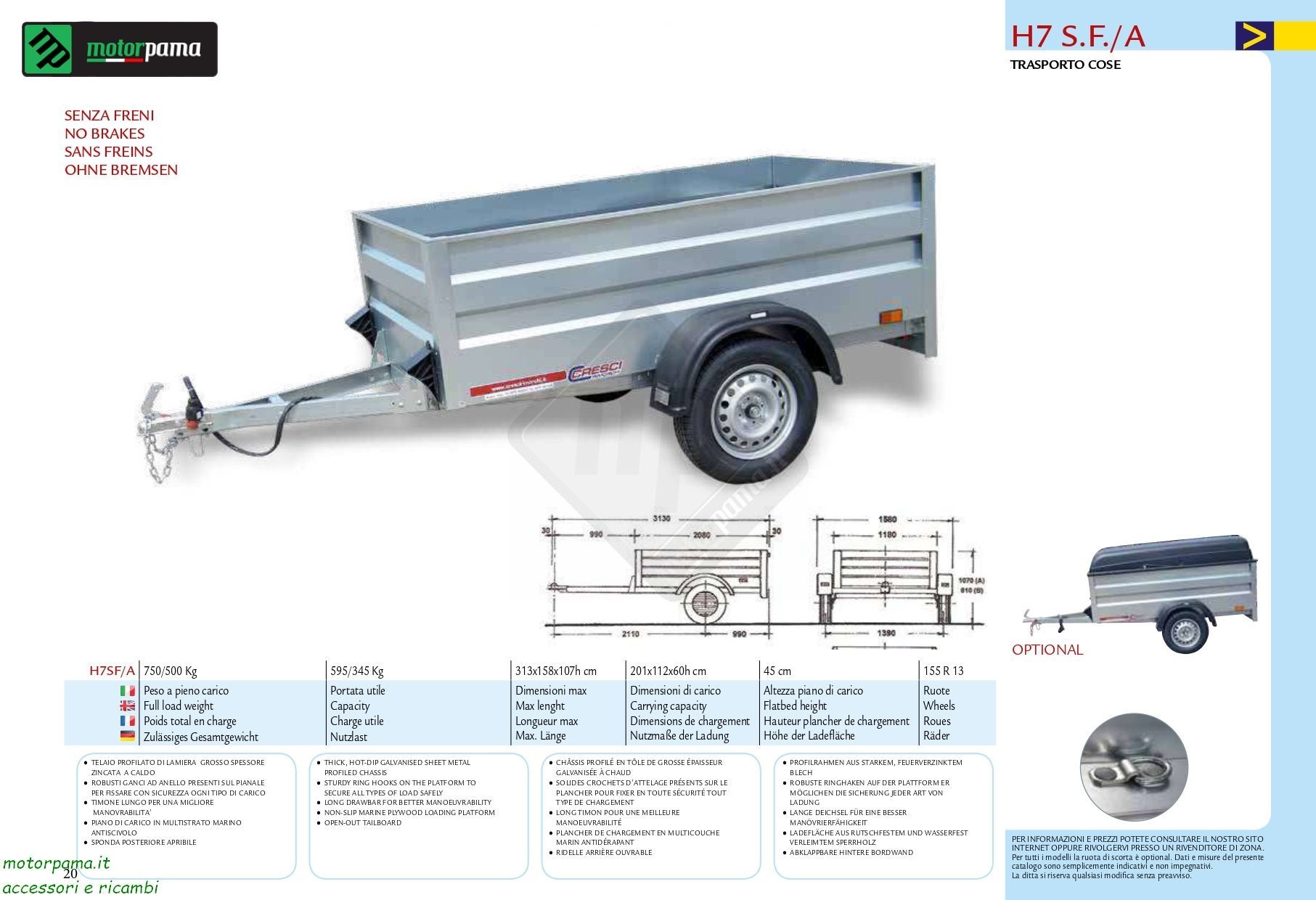 Cresci rimorchi H7SF A 500KG - immagine 2