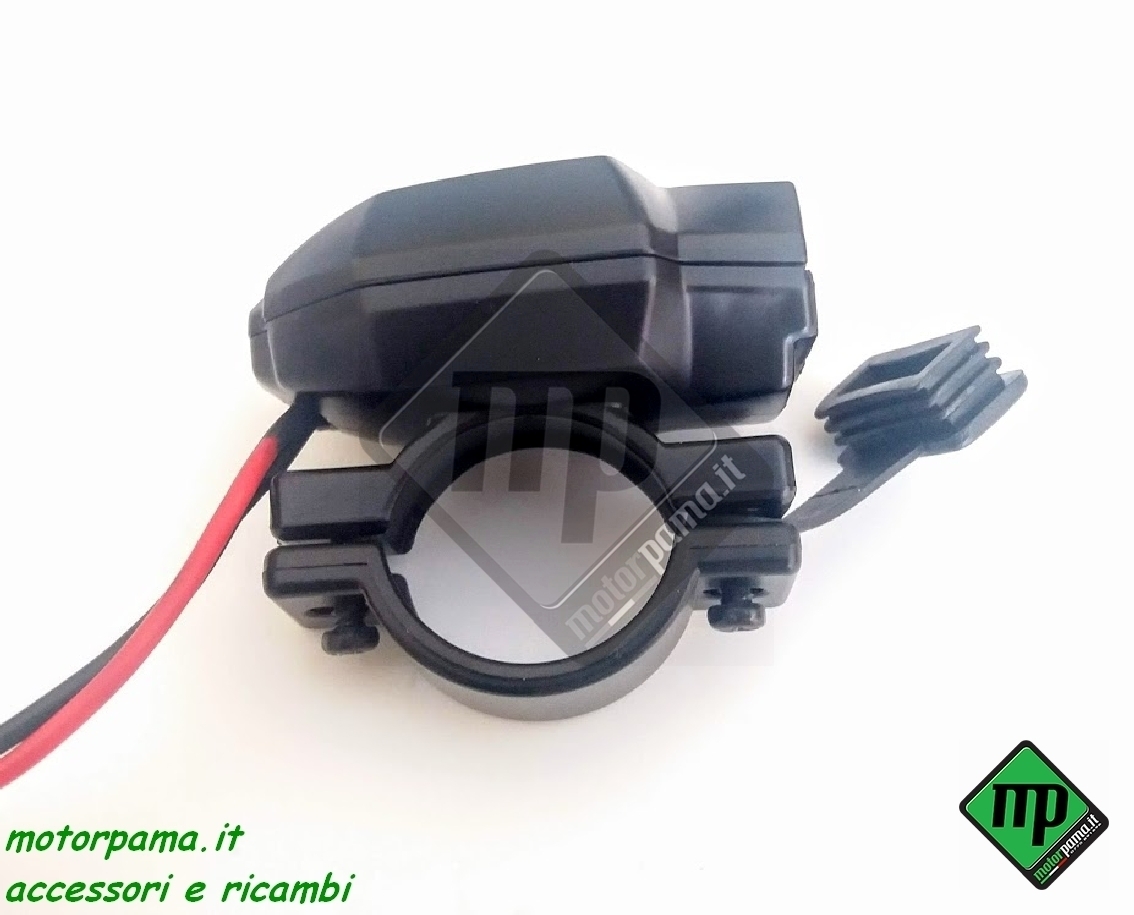 Presa corrente per ricarica batteria GPS Telefonino sistema USB a manubrio moto. - immagine 2