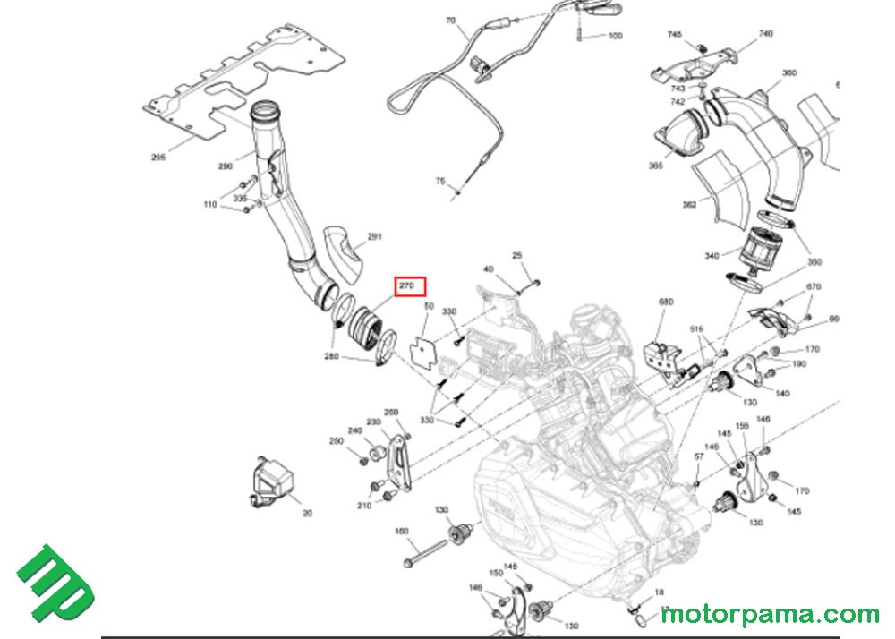 Gommino raccordo carter cinghia quad Can-am Outlander - immagine 4