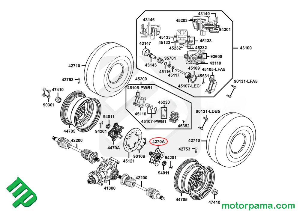 Mozzo ruota posteriore sinistro originale Kymco MAXXER MXU - immagine 4
