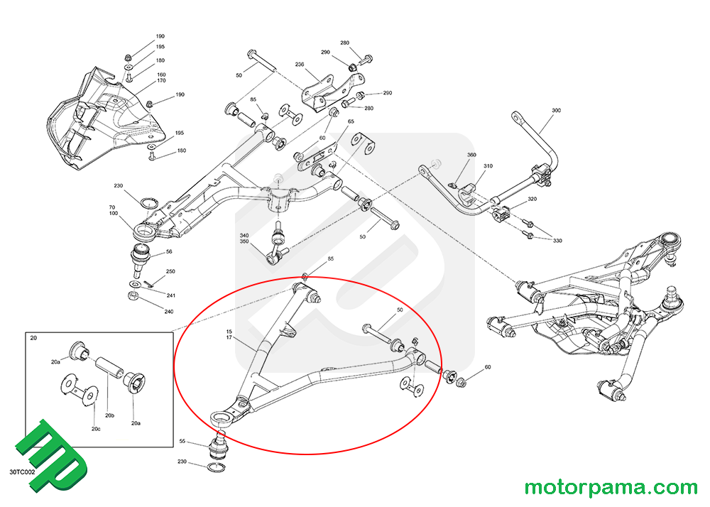 Triangolo sospensione anteriore sinistro Inferiore originale Can-am Outlander / Renegade - immagine 3